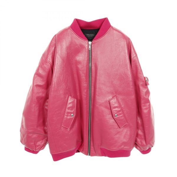 PRADA Blouson zip-up jacket coat Nappa leather Pink mens size M
