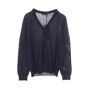 PRADA Cardigan long sleeve knitwear sweater tops wool Navy mens #46