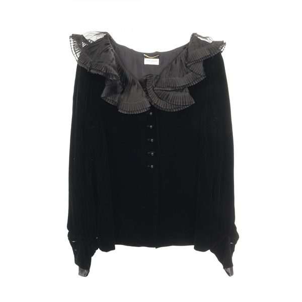 SAINT LAURENT PARIS blouse cardigan tops Rayon silk Cupra Black Used Women #34