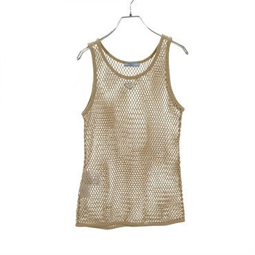PRADA mesh Tank top sleeveless 39599 cotton Beige Used Women #40