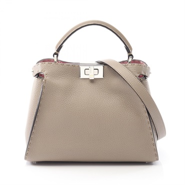 FENDI Peekaboo Essentially Made to Order 2Way Shoulder Handbag leather Beige