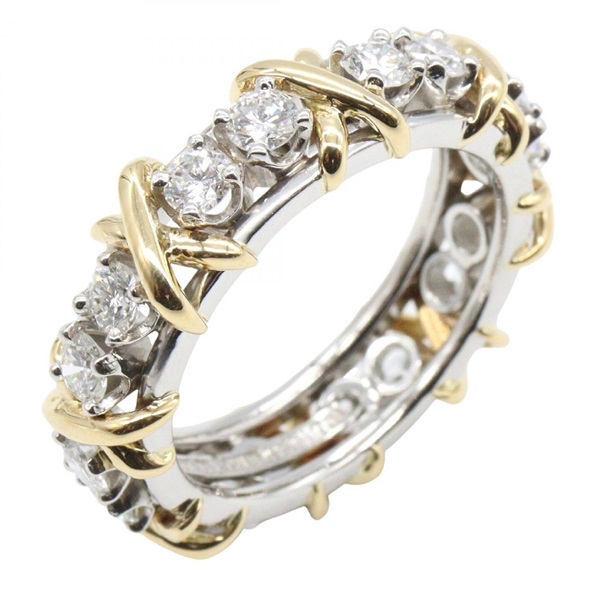TIFFANY＆CO Jean Schlumberger Ring Diamond 18KYG Gold Pt950 Used women US size 6