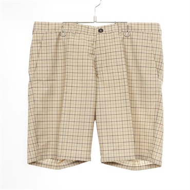PRADA checked Half pants shorts SPE22 wool Mohair Beige Black Used mens #52