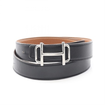 HERMES Royal Reversible Belt leather Black Brown Used mens SHW