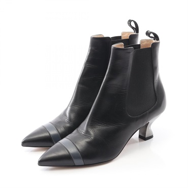 FENDI Short Boots Shoes leather Black Used Women Heel size 35