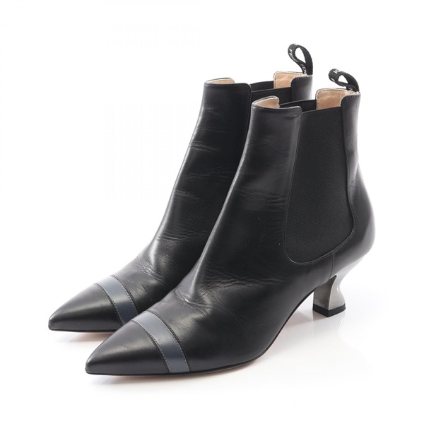 FENDI Short Boots Shoes leather Black Used Women Heel size 35