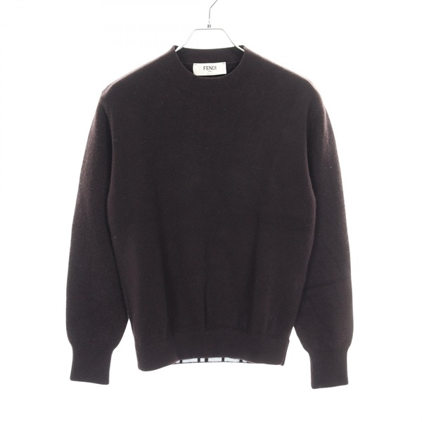 FENDI Knitwear sweater long sleeve tops FZX933 wool cashmere Brown Used #38