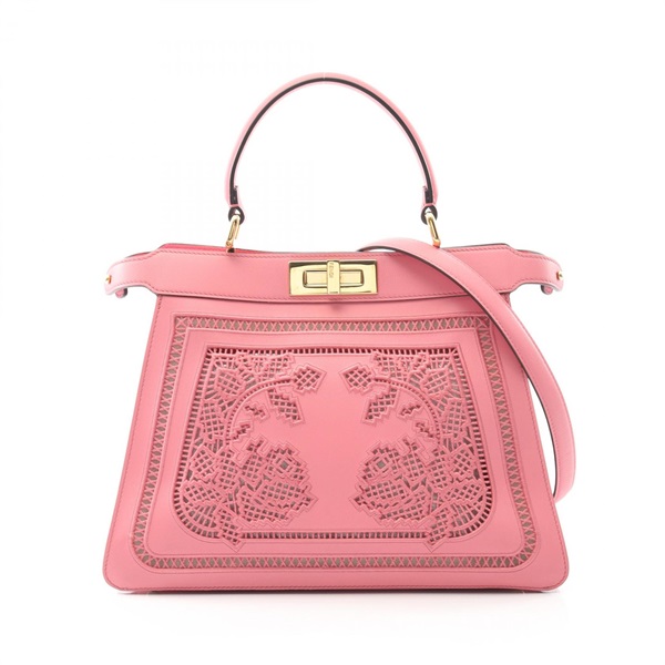 FENDI Peekaboo ISeeU Medium shoulder crossbody Handbag leather Pink Used Women