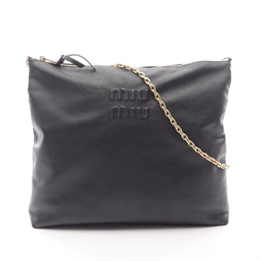 Miu Miu Tote chain shoulder Bag 5BC114 leather Black Used Women