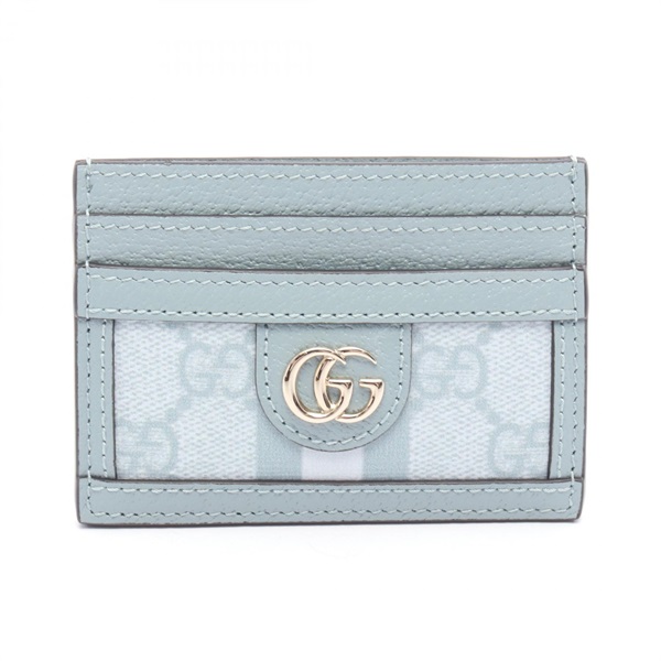 GUCCI Ophidia GG Supreme Card Case holder 523159 leather PVC Blue Used Women