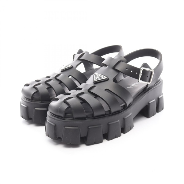 PRADA monolith Platform Sandals rubber Black Size 41 Used Women