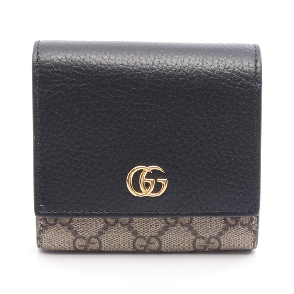 GUCCI GG Marmont Bi-fold compact wallet purse 598587 leather Black Used Women