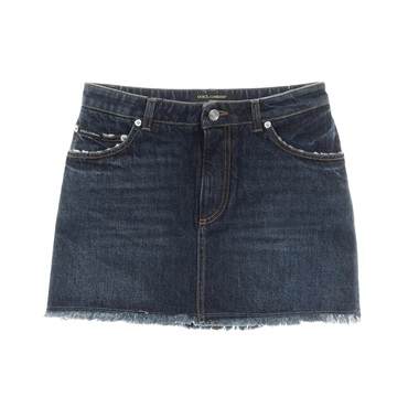 DOLCE & GABBANA Mini denim skirt cotton Navy Indigo blue Women #40