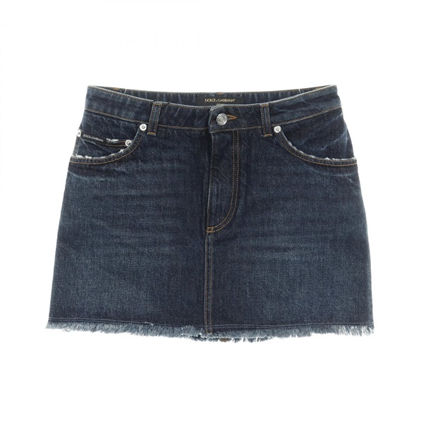 DOLCE & GABBANA Mini denim skirt cotton Navy Indigo blue Women #40