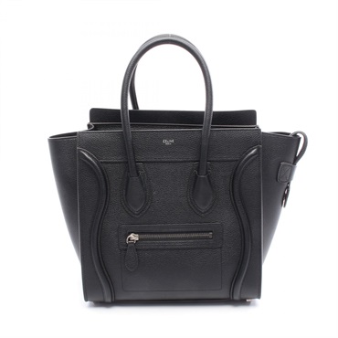 CELINE Luggage micro shopper tote Handbag 189793 leather Black Used Women