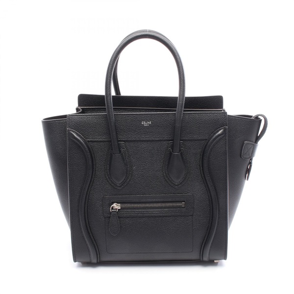 CELINE Luggage micro shopper tote Handbag 189793 leather Black Used Women
