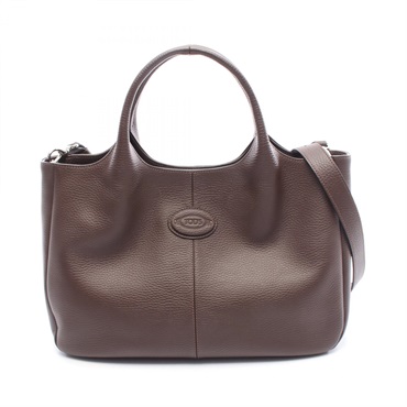 TOD'S ALH SHOPPING PICCOLA Tote shoulder crossbody Bag leather Brown Used Women