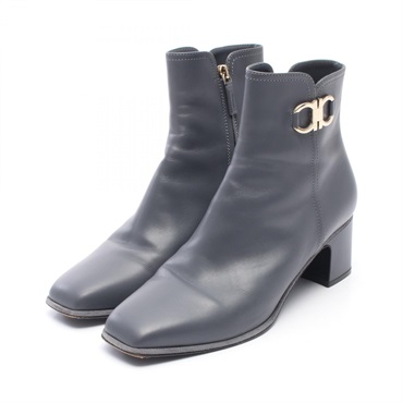 Salvatore Ferragamo Gancini short boots shoes leather Gray Used Women #10