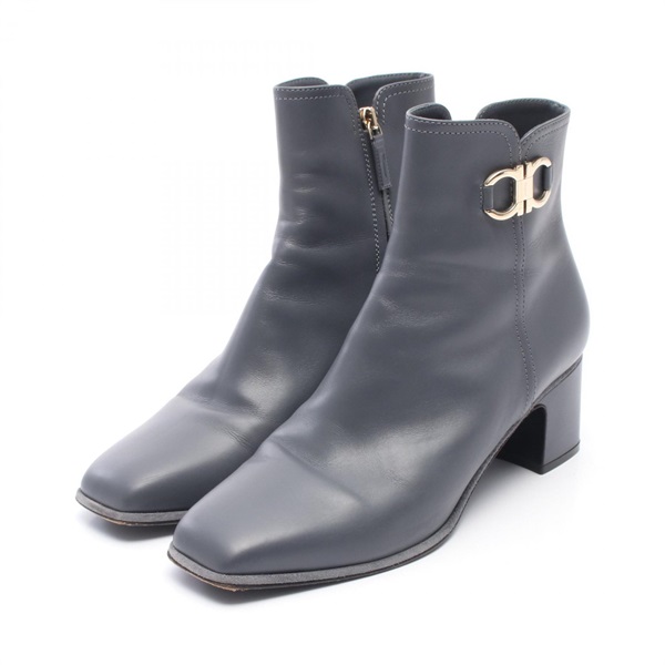 Salvatore Ferragamo Gancini short boots shoes leather Gray Used Women #10