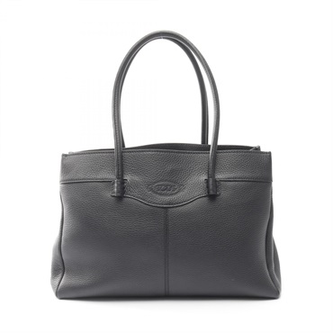 TOD'S MOCASSINO Shoulder Tote Bag leather Black Used Women