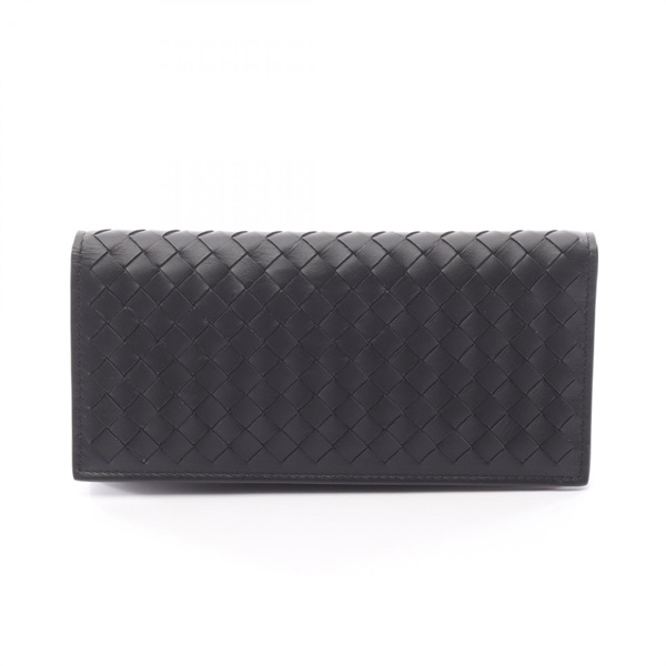 BOTTEGA VENETA Intrecciato Bifold Wallet purse leather Black Used mens BV