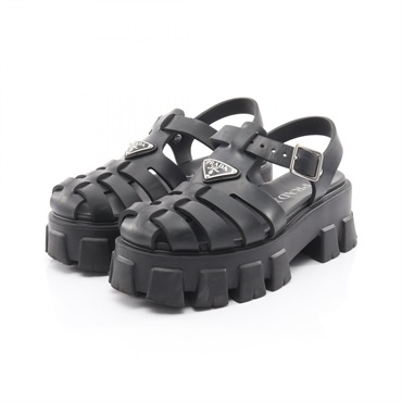 PRADA Monolith Sandals 2X3083 rubber Black #38 Used Unisex