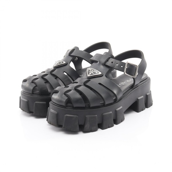 PRADA Monolith Sandals 2X3083 rubber Black #38 Used Unisex