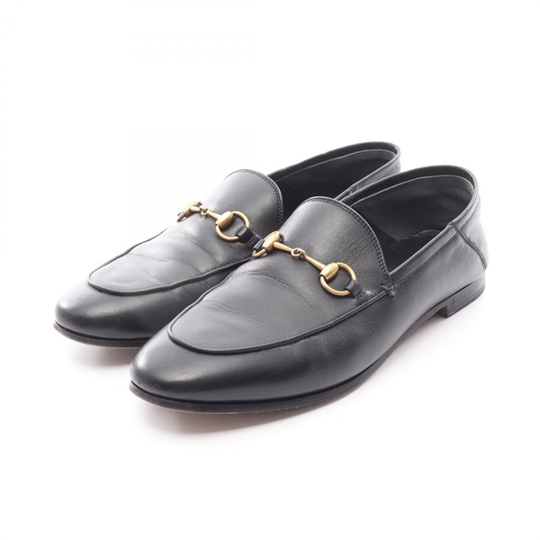 GUCCI Brixton Horsebit loafers shoes leather Black Used Women #38