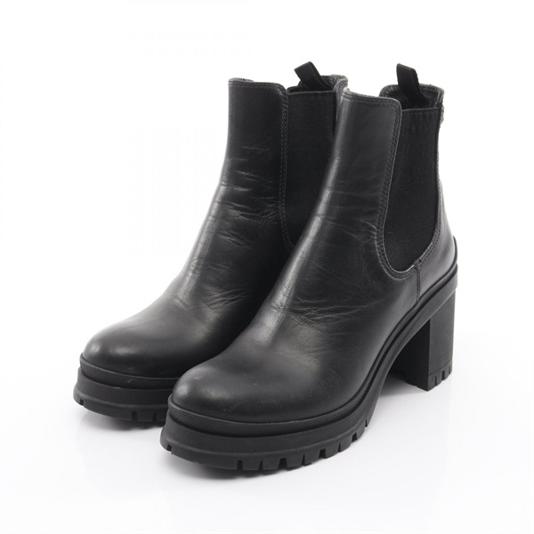 PRADA boots leather Black #37.5 Used Women 8cm Heels