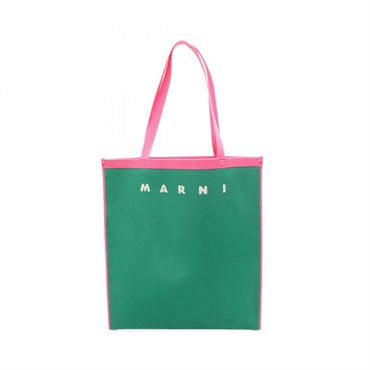 MARNI Logo Tote Shoulder Bag SHMP0072A0 polyester Green Pink Used Women