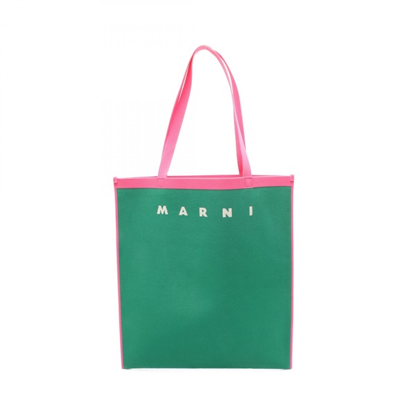 MARNI Logo Tote Shoulder Bag SHMP0072A0 polyester Green Pink Used Women