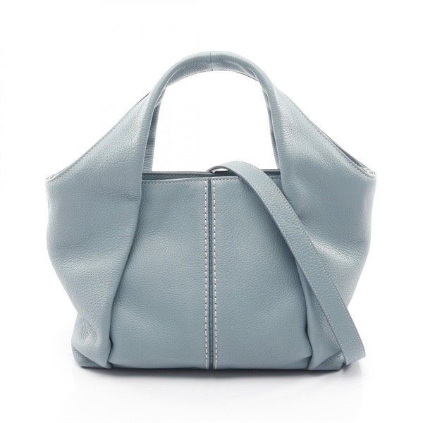 TOD'S Shirt Shopping Shoulder Crossbody Handbag Calf leather Blue Used Women