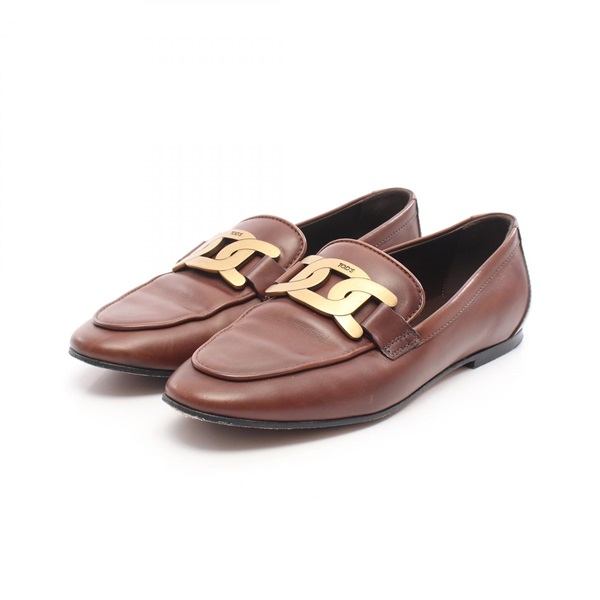 TOD'S Kate Shoes Loafers Flat leather Brown Used Women GHW size 37