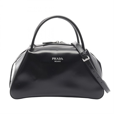 PRADA Supernova Medium SPAZZOLATO 2Way Shoulder Handbag 1BA365 leather Black