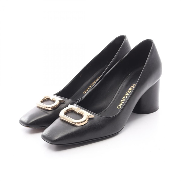 Salvatore Ferragamo Gancini pumps #7.5C heels leather Black Used Women