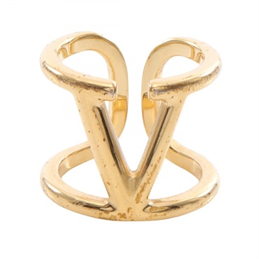 Valentino Garavani V logo Ring Gold Plated Used Women US Size 5.75