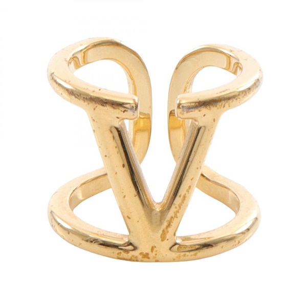 Valentino Garavani V logo Ring Gold Plated Used Women US Size 5.75