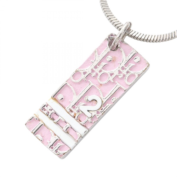 Christian Dior Trotter Necklace Pendant Stainless Steel Pink Used Women