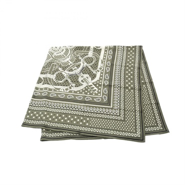 HERMES Carre140 Eperon d'Or Bandana Scarf silk cashmere Khaki Used Women