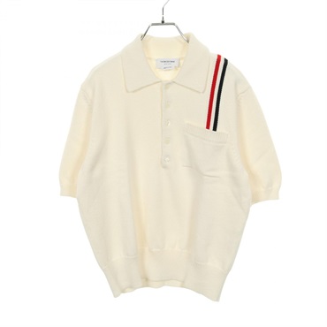 THOM BROWNE knit Polo shirt cotton White #3 Used mens
