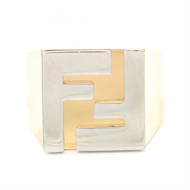 FENDI FF logo Ring Gold Plated Used Women #M US Size 9.75