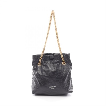 BALENCIAGA Crush Small Chain Tote Shoulder Bag 9422551 leather Black Used Women
