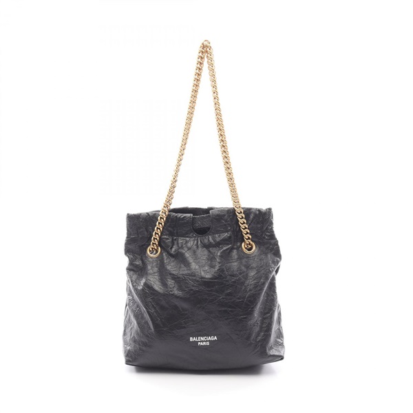 BALENCIAGA Crush Small Chain Tote Shoulder Bag 9422551 leather Black Used Women