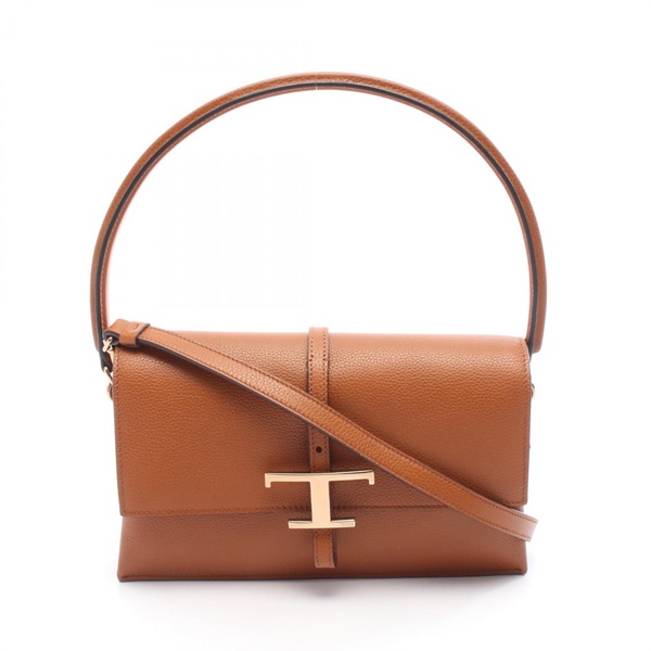 TOD'S T Timeless Mini Flap Bag Shoulder Handbag XBWTSEC0100 leather Brown Used