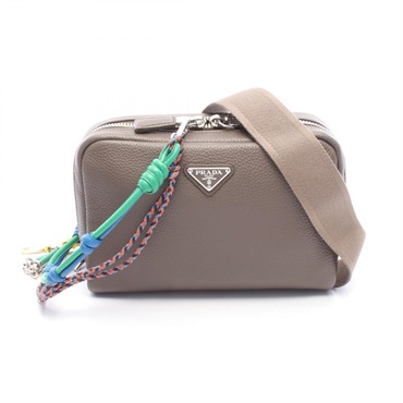 PRADA VIT.DAINO Shoulder Crossbody Bag 2VH181 leather Gray Used mens logo