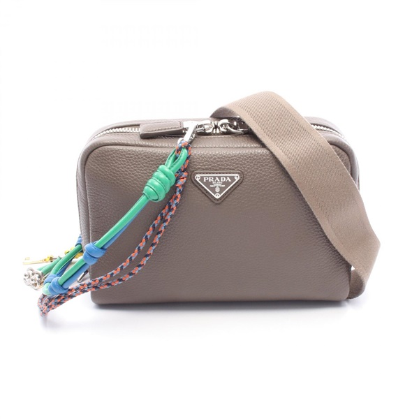 PRADA VIT.DAINO Shoulder Crossbody Bag 2VH181 leather Gray Used mens logo