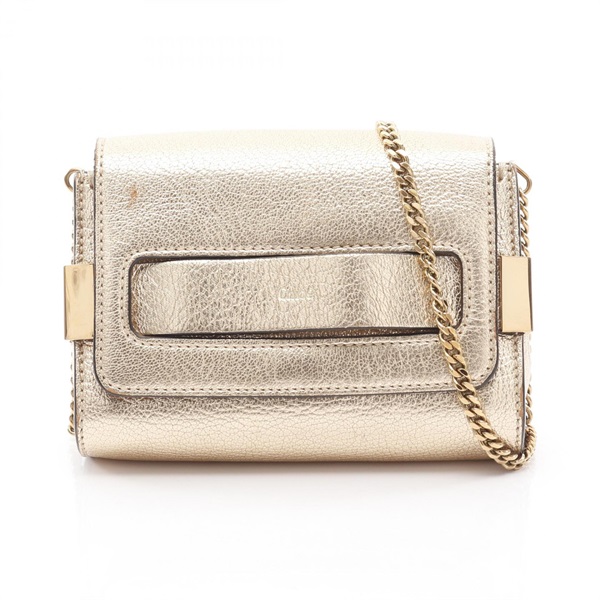 Chloe ELLE chain crossbody Shoulder Bag leather Gold Used Women