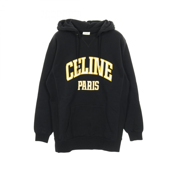 CELINE Logo Hoodie cotton Black #XS Used Women