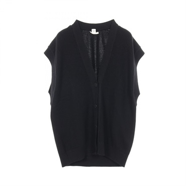 HERMES Sellier button Knit Vest Tops 3H2706D1 cashmere Black Used Women size 34