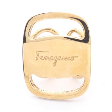 Salvatore Ferragamo Vara Scarf ring holder Gold Plated Used Women